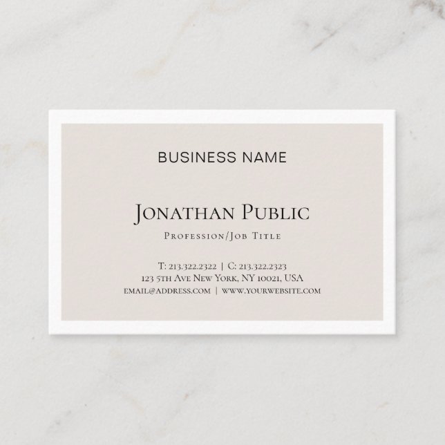 Luxury Elegant Minimal Design Modern Trendy Plain Business Card (Front)