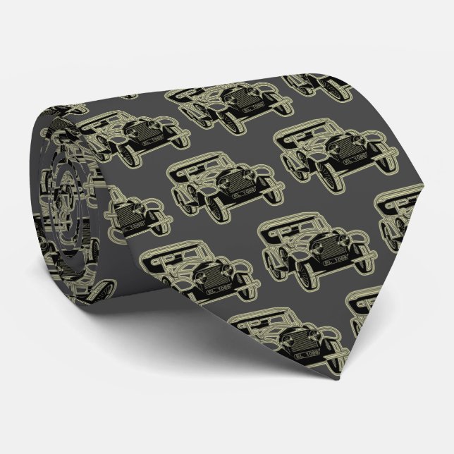Luxury Elegant Modern Black Gold Car Tie (Rolled)