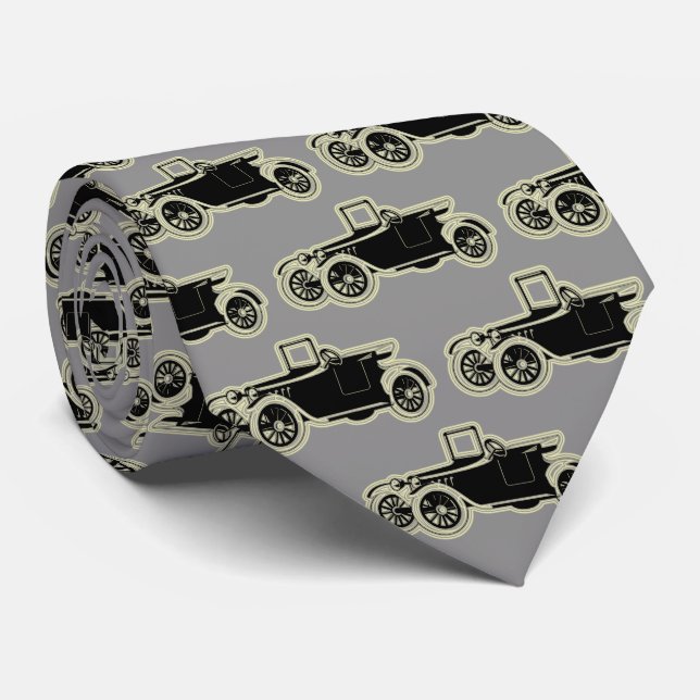 Luxury Elegant Modern Black Gold Car Tie (Rolled)