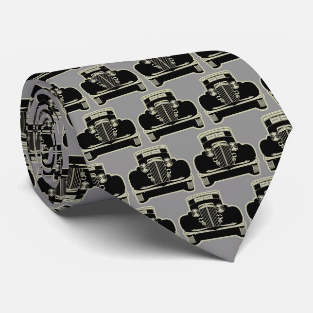 Luxury Elegant Modern Black Gold Car Tie (Rolled)