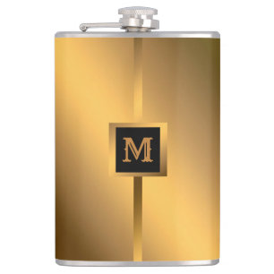 Luxury Elegant Modern Black Gold Marble Hip Flask