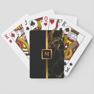 Luxury Elegant Modern Black Gold Marble Playing Cards