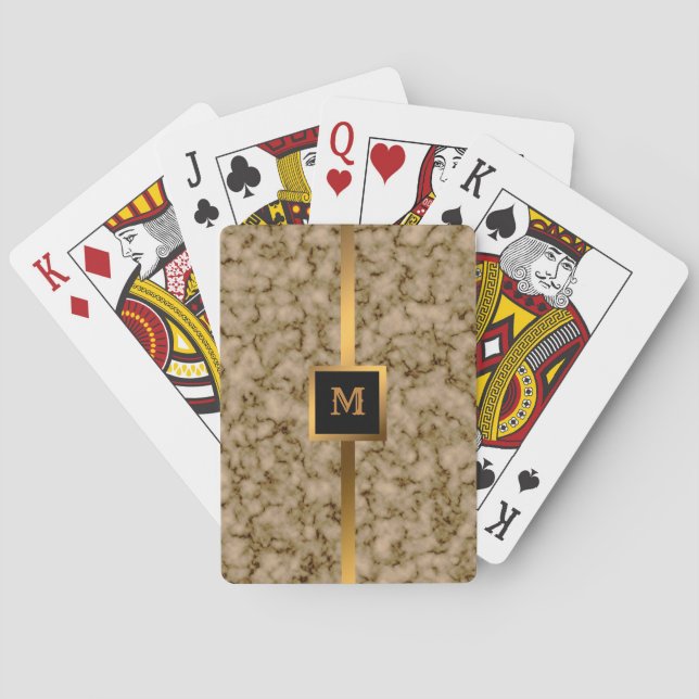 Luxury Elegant Modern Black Gold Marble Playing Cards (Back)