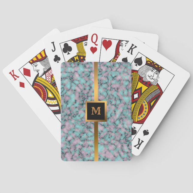 Luxury Elegant Modern Black Gold Marble Playing Cards (Back)