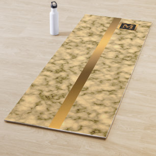 Luxury Elegant Modern Black Gold Marble Yoga Mat