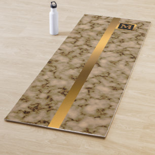 Luxury Elegant Modern Black Gold Marble Yoga Mat