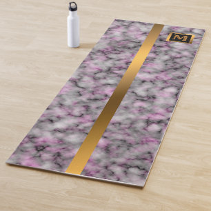 Luxury Elegant Modern Black Gold Marble Yoga Mat