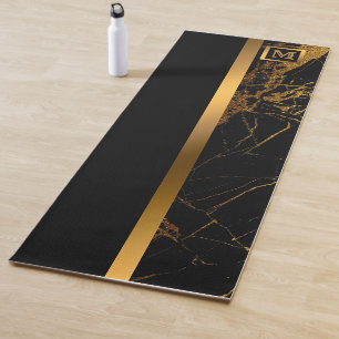 Luxury Elegant Modern Black Gold Marble Yoga Mat