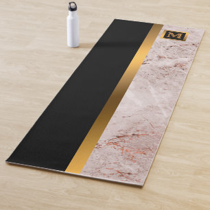 Luxury Elegant Modern Black Gold Marble Yoga Mat