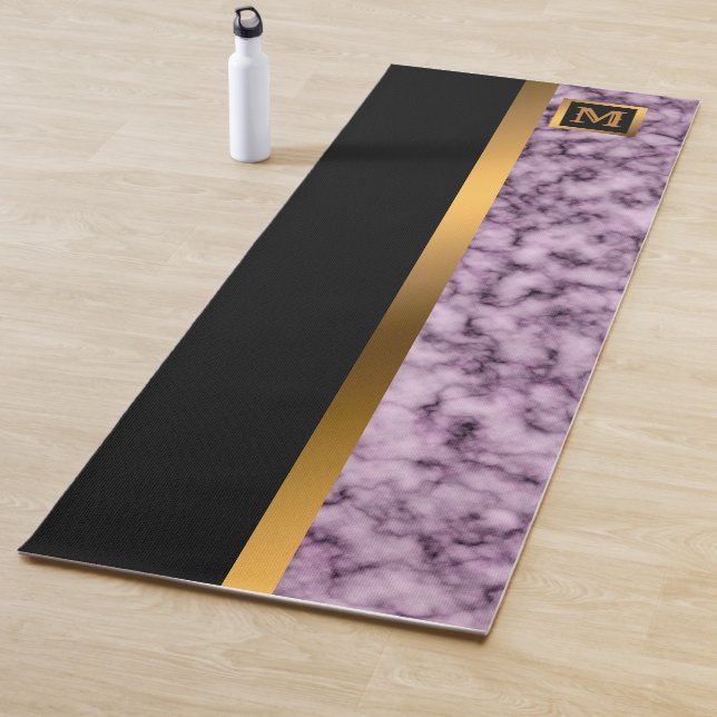 Luxury Elegant Modern Black Gold Marble Yoga Mat (In Situ)