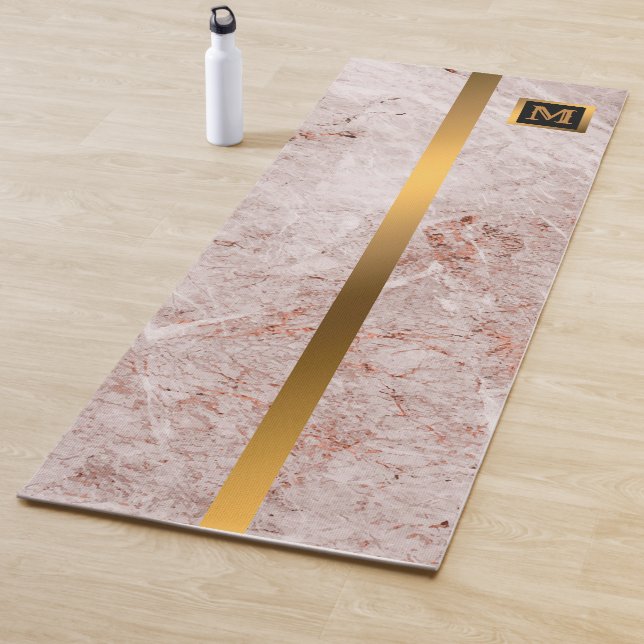 Luxury Elegant Modern Black Gold Marble Yoga Mat (In Situ)