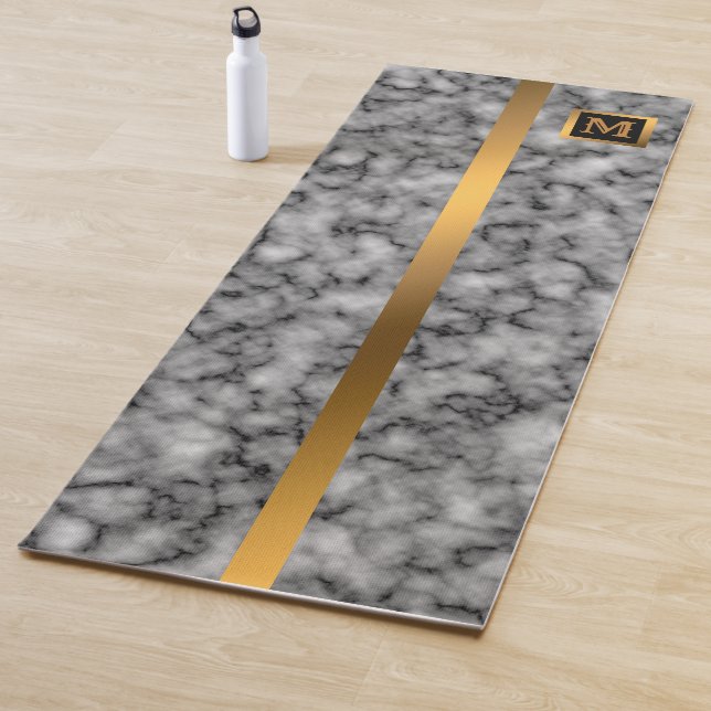 Luxury Elegant Modern Black Gold Marble Yoga Mat (In Situ)