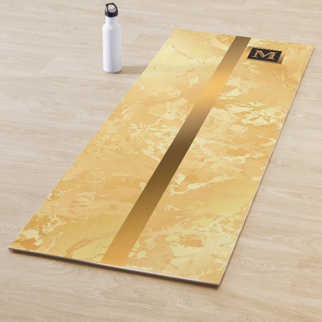 Luxury Elegant Modern Black Gold Marble Yoga Mat (In Situ)