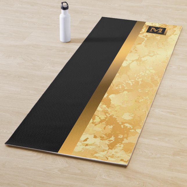 Luxury Elegant Modern Black Gold Marble Yoga Mat (In Situ)