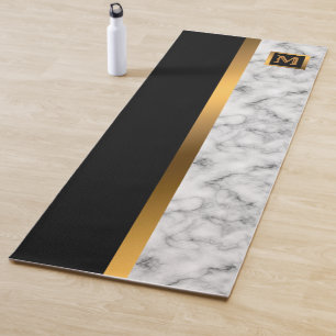 Luxury Elegant Modern Black Gold Marble Yoga Mat