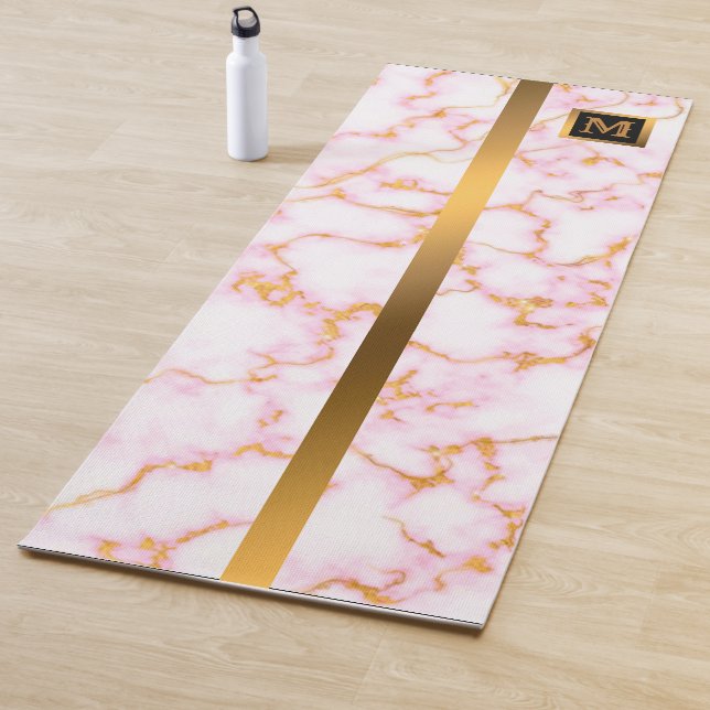 Luxury Elegant Modern Black Gold Marble Yoga Mat (In Situ)