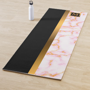 Luxury Elegant Modern Black Gold Marble Yoga Mat