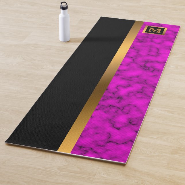 Luxury Elegant Modern Black Gold Marble Yoga Mat (In Situ)