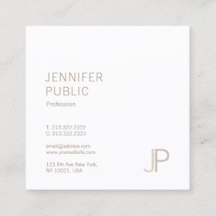Luxury Elegant Monogram Plain Modern Trendy Design Square Business Card