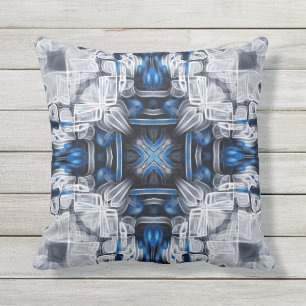 Luxury elegant, navy blue, grey, white pattern cushion