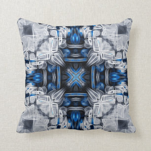 Luxury elegant, navy blue, grey, white pattern cushion