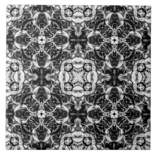 Luxury, elegant, ornamental, black and white tile
