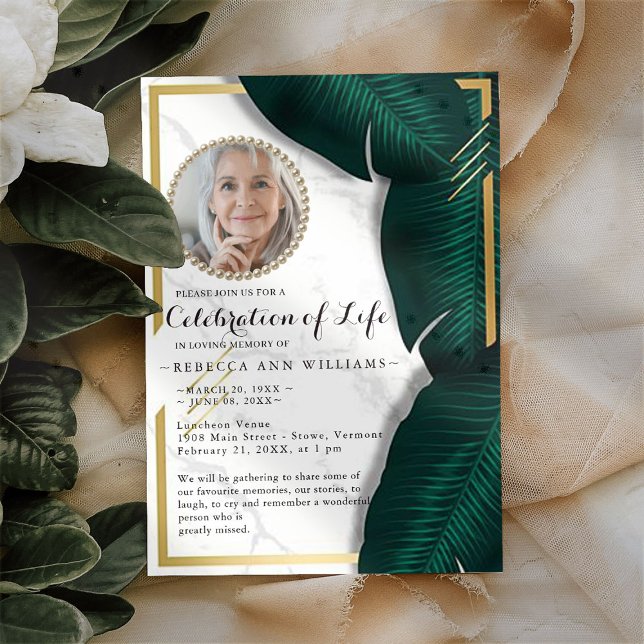 Luxury Elegant Photo Celebration of Life Invitation (Creator Uploaded)
