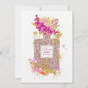 Luxury Elegant Pink Glitter Perfume 1  Invitation