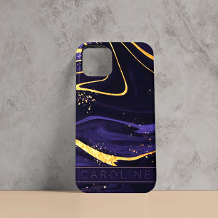 Luxury Elegant Purple Gold Marble Effect Name iPhone 11 Case