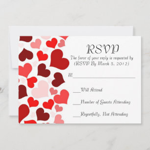 Luxury Elegant Red Hearts RSVP card