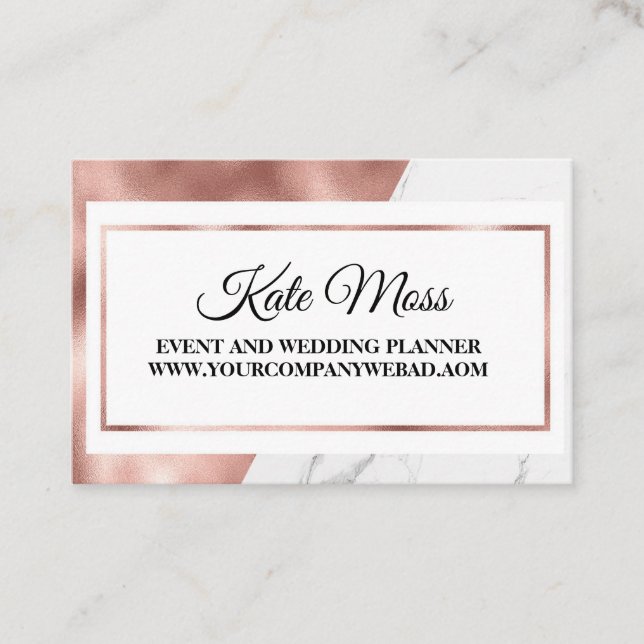 Luxury Elegant Rose Gold Business Card (Front)