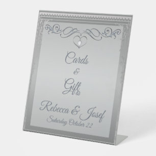 Luxury elegant silver border frame custom pedestal sign