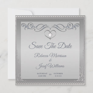 Luxury Elegant silver ornate corner border Invitation