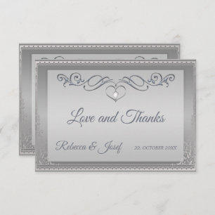 Luxury Elegant silver ornate corner border  Thank You Card