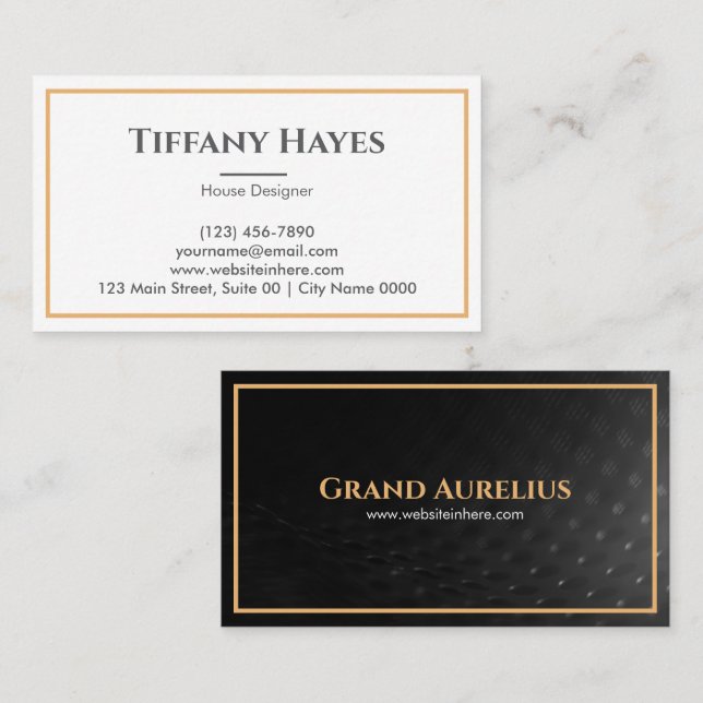 Luxury Elegant Timeles Monochrome Modern Texture Business Card (Front/Back)