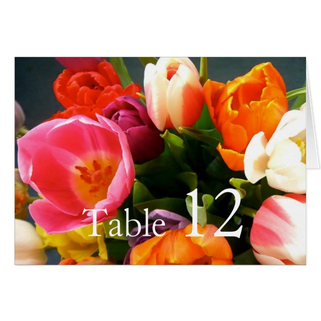Luxury Elegant Tulips Bouquet Table card (Front Horizontal)