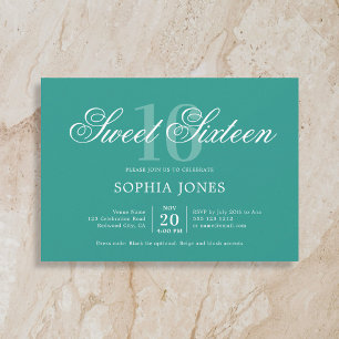Luxury Elegant Turquoise Sweet 16 Invitation