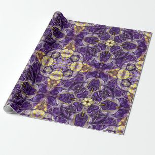 Luxury, elegant, vintage pattern, purple, yellow wrapping paper