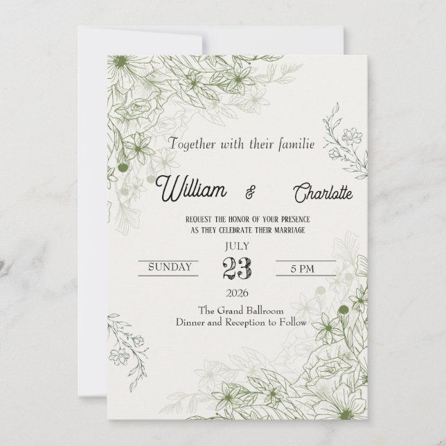 Luxury Elegant Wedding Invitation | Modern Minimal (Front)
