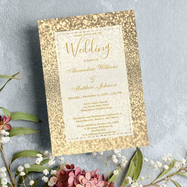 Luxury elegant white gold glitter Wedding Invitation (Luxury elegant white gold glitter Wedding Invitation)