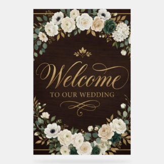 Luxury Elegant woodland gold text welcome wedding Acrylic Sign