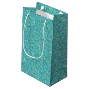 Luxury Embossed Teal Floral Vine Gift Bag