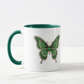 Luxury Emerald & Diamond Butterfly  Mug