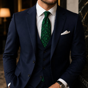 Luxury Emerald Gemstone Geometric Pattern Tie