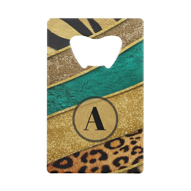 Luxury Emerald & Gold Safari Leopard Zebra Glitter (Front)