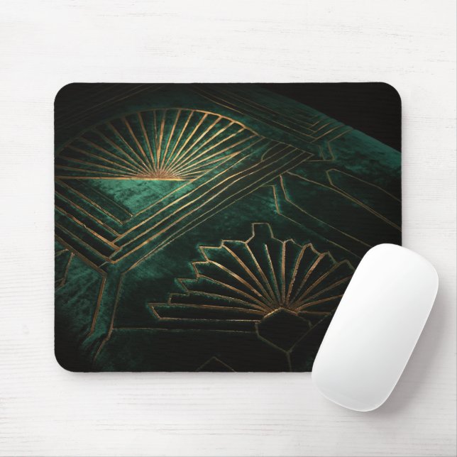 Luxury Emerald Green and Brass Art Deco  Mouse Mat (With Mouse)