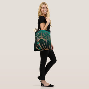 Luxury Emerald Green and Brass Art Deco Tote Bag