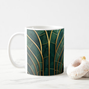 Luxury Emerald Green and Gold Art Deco Coffee Mug