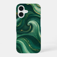 Luxury Emerald Green and Gold Liquid Marble