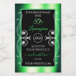 Luxury Emerald Green Black Product Label with Logo
